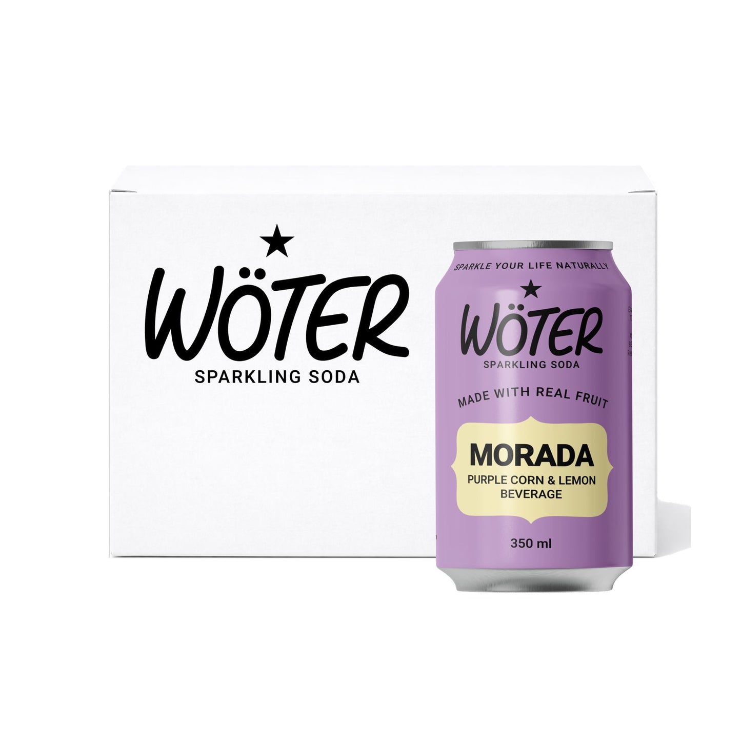Lata de Wöter Morada — soda artesanal de maíz morado, canela y clavo