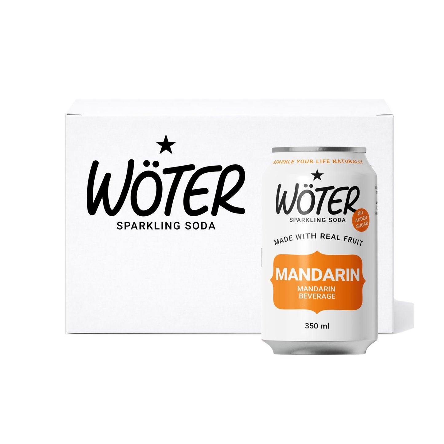 Lata de Wöter Mandarina 0% Azúcar — soda artesanal de mandarina sin azúcar añadida